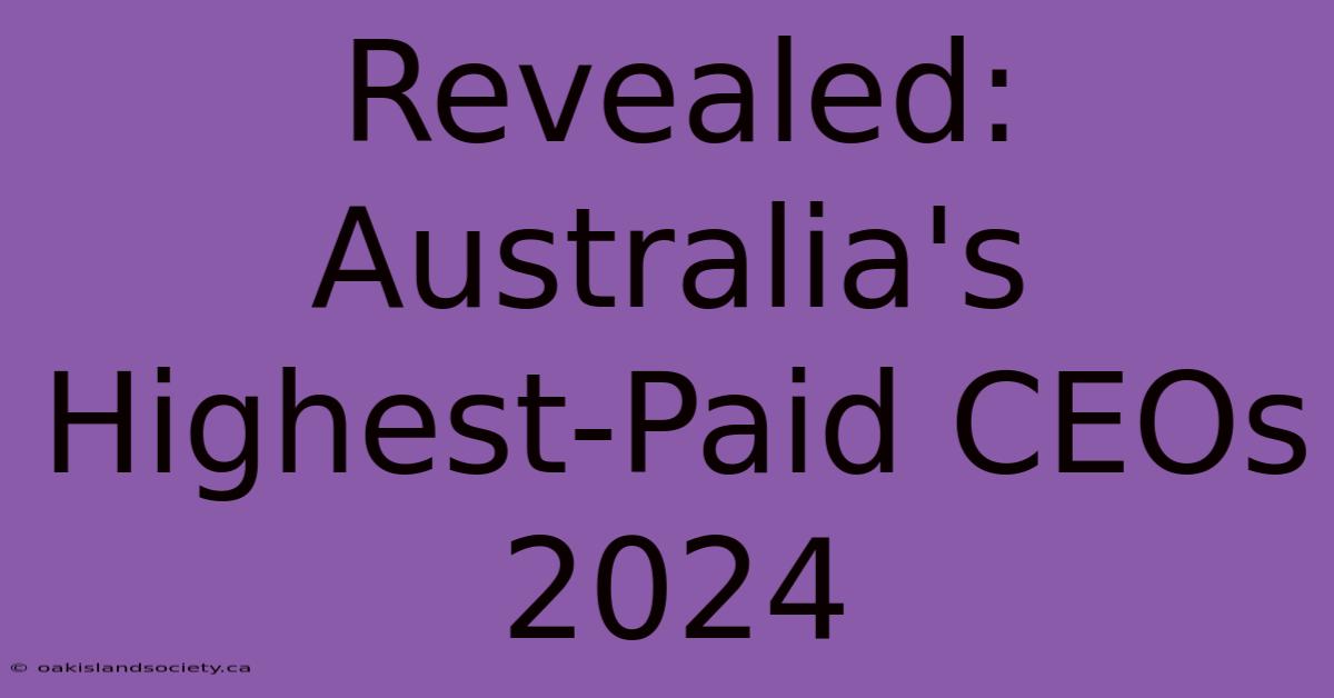 Revealed: Australia's Highest-Paid CEOs 2024