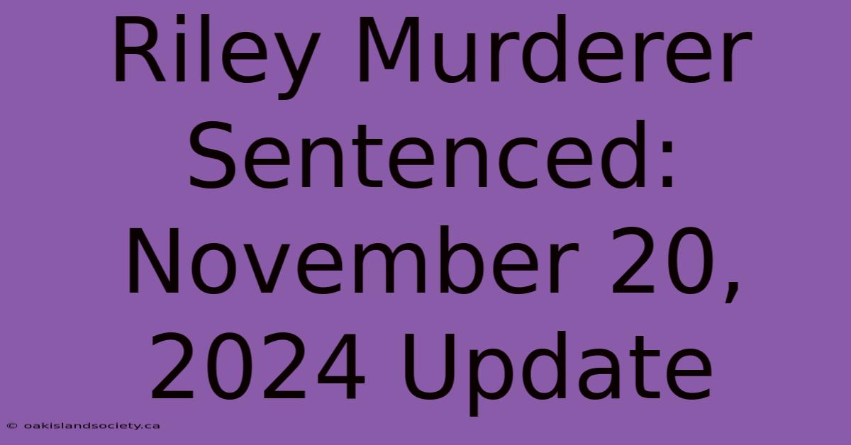 Riley Murderer Sentenced: November 20, 2024 Update