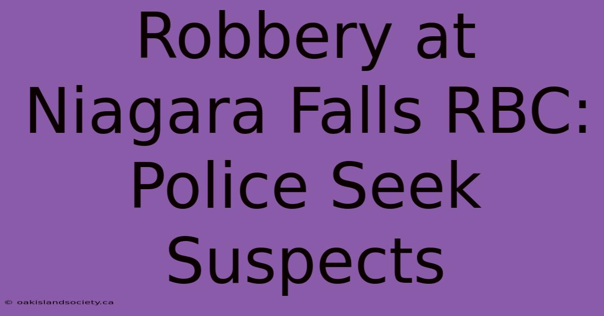 Robbery At Niagara Falls RBC: Police Seek Suspects