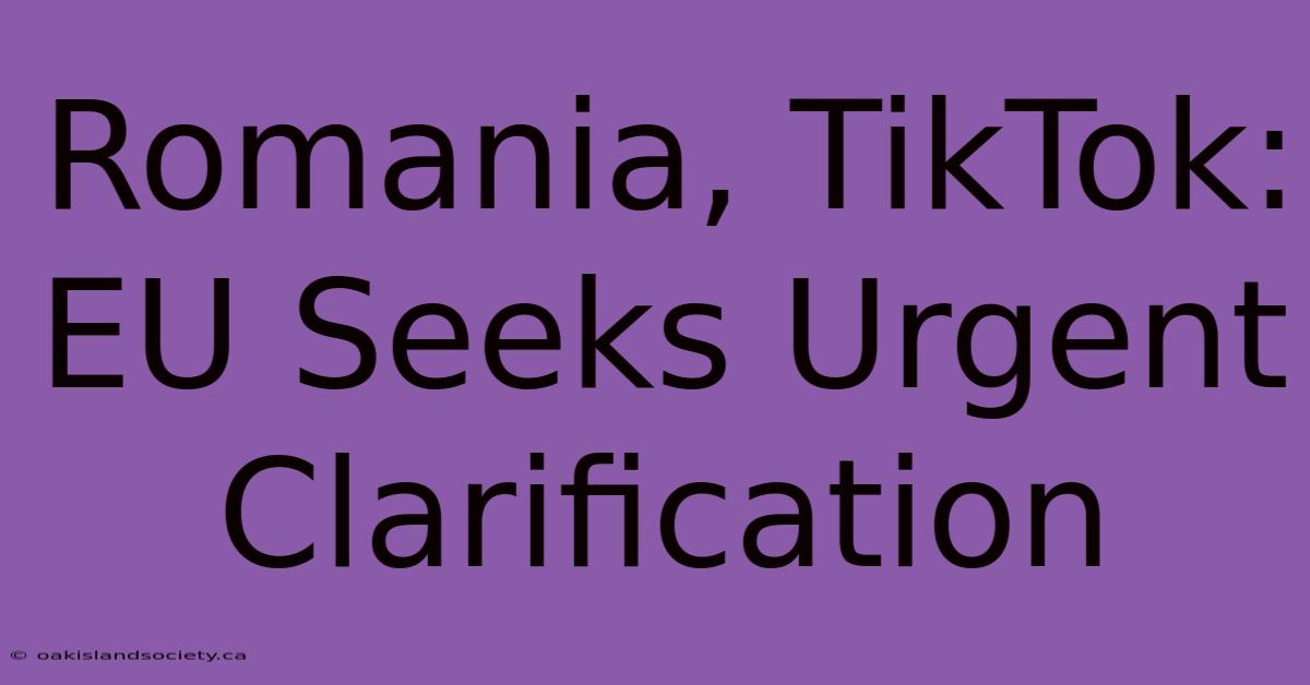 Romania, TikTok: EU Seeks Urgent Clarification