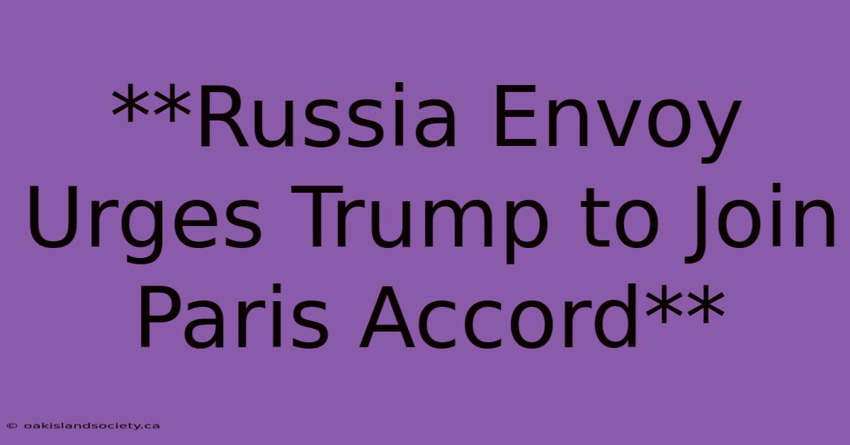 **Russia Envoy Urges Trump To Join Paris Accord**