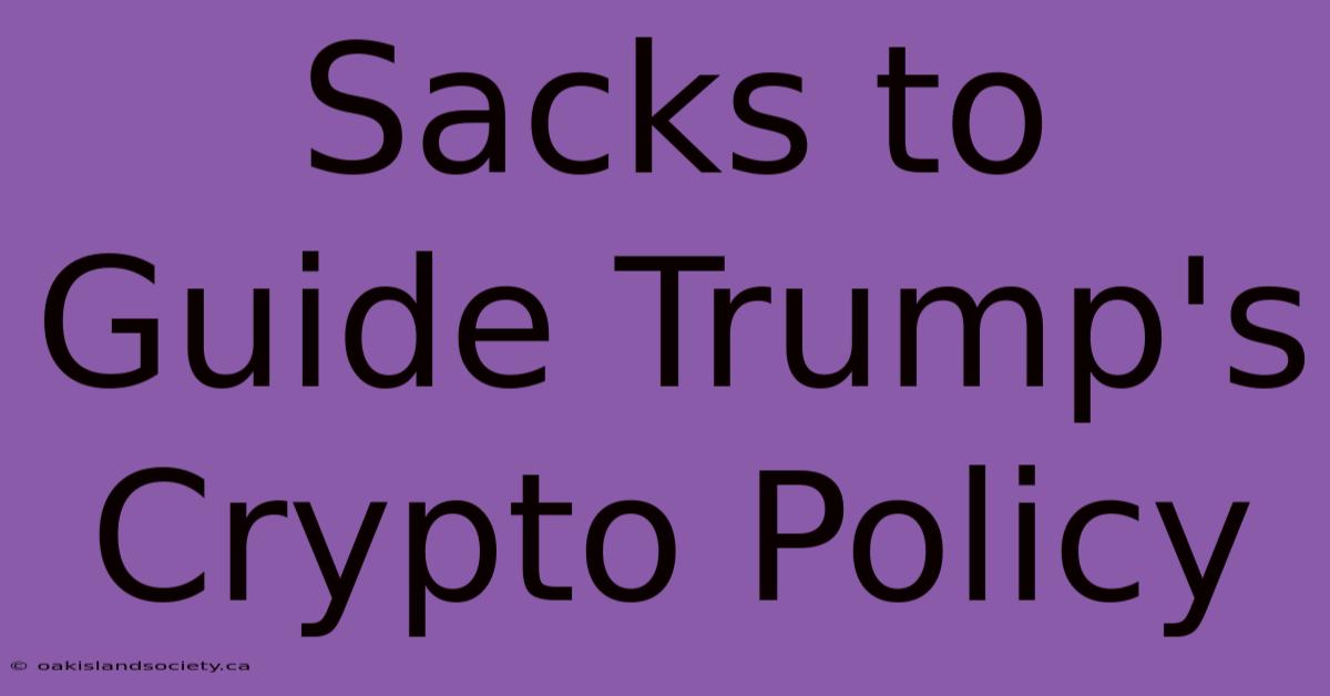 Sacks To Guide Trump's Crypto Policy