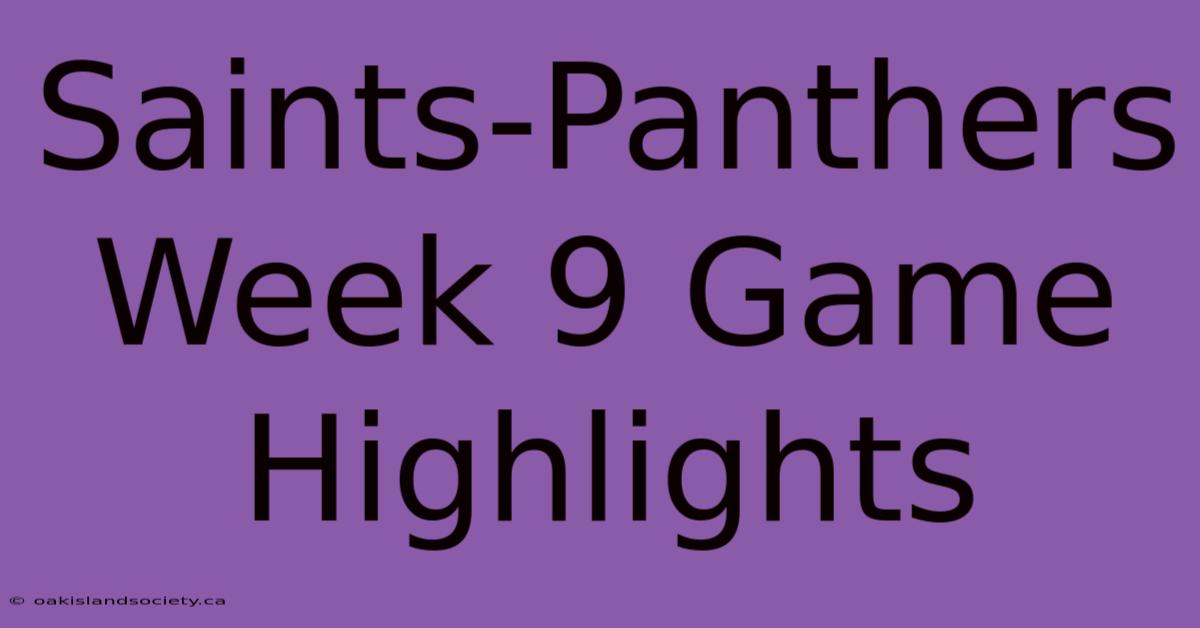 Saints-Panthers Week 9 Game Highlights