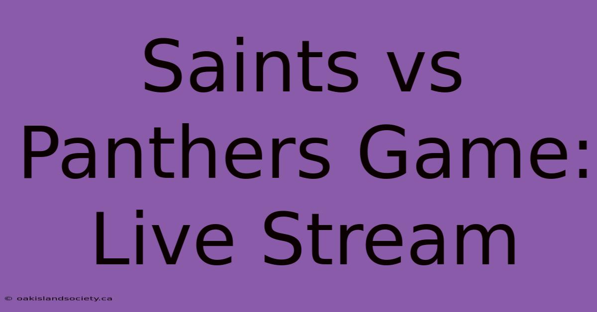 Saints Vs Panthers Game: Live Stream