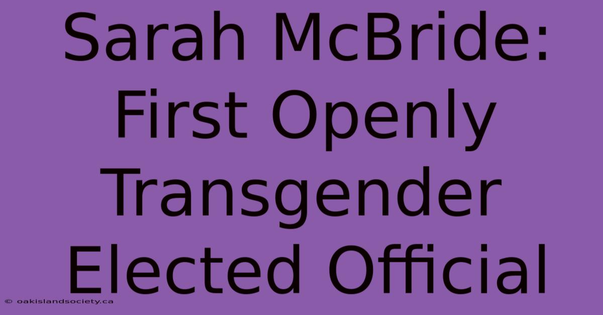 Sarah McBride: First Openly Transgender Elected Official