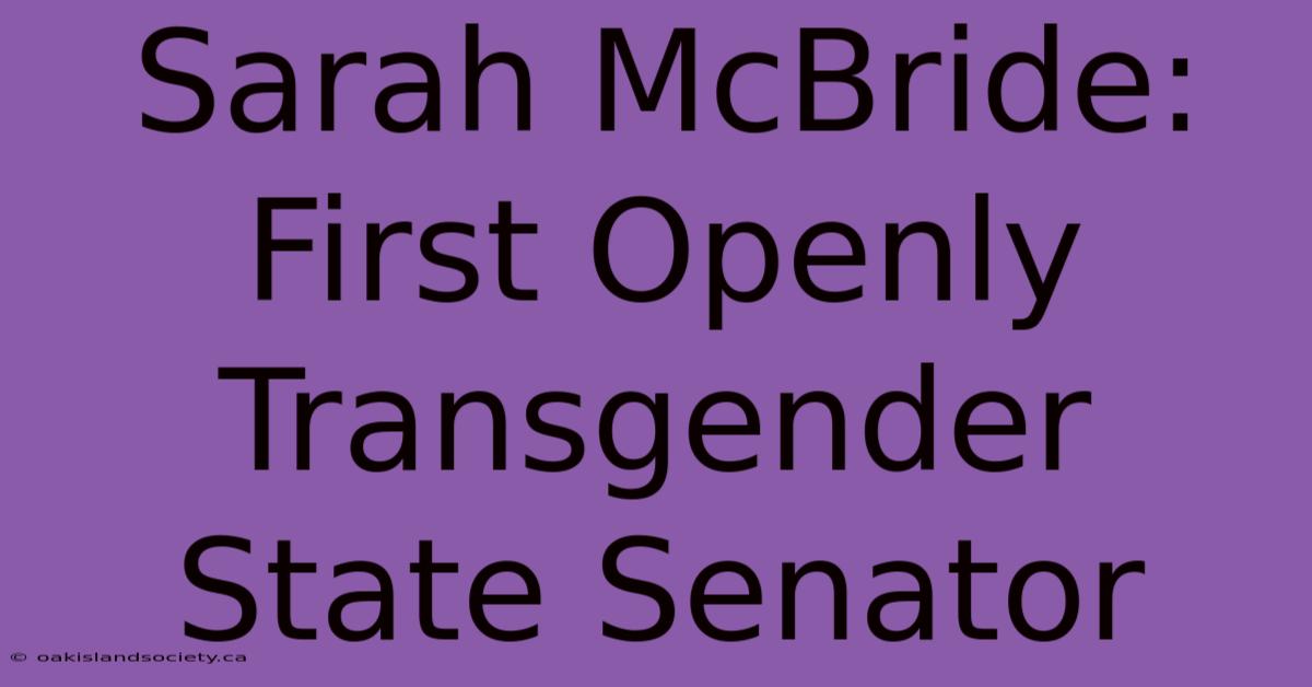 Sarah McBride: First Openly Transgender State Senator