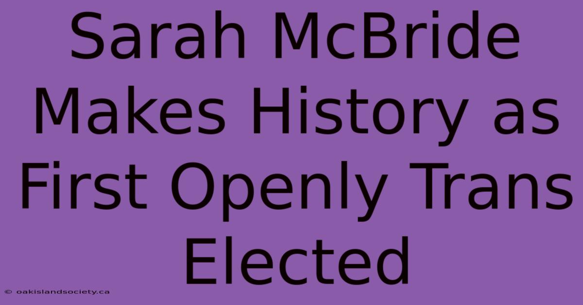 Sarah McBride Makes History As First Openly Trans Elected 