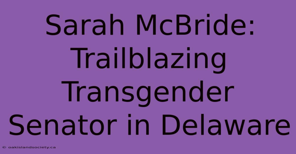 Sarah McBride: Trailblazing Transgender Senator In Delaware 