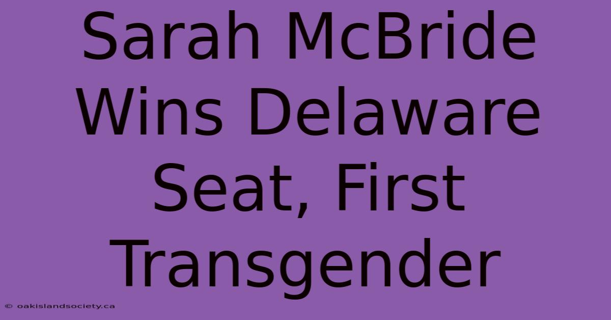 Sarah McBride Wins Delaware Seat, First Transgender