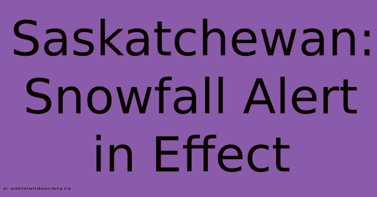 Saskatchewan: Snowfall Alert In Effect