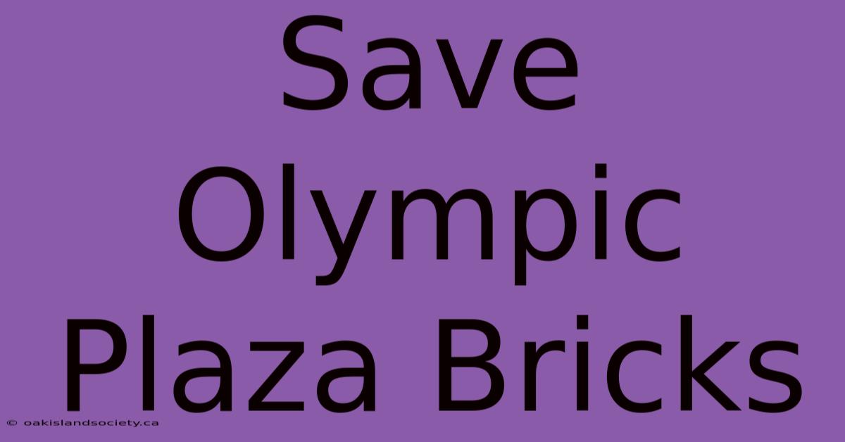 Save Olympic Plaza Bricks