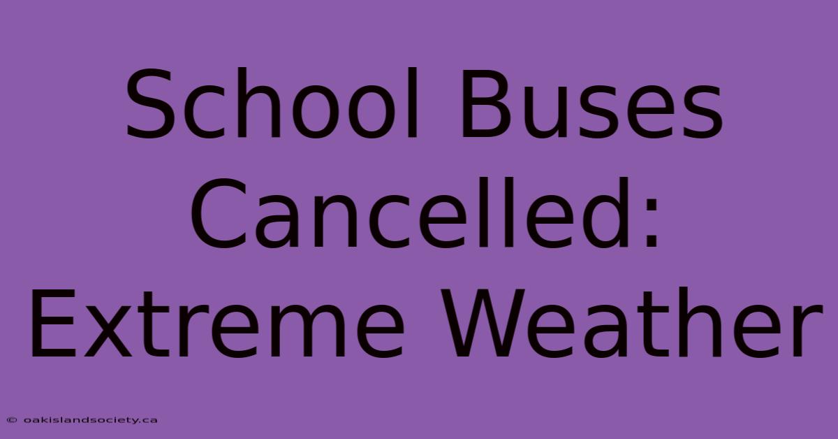 School Buses Cancelled: Extreme Weather