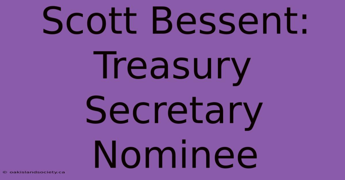 Scott Bessent: Treasury Secretary Nominee