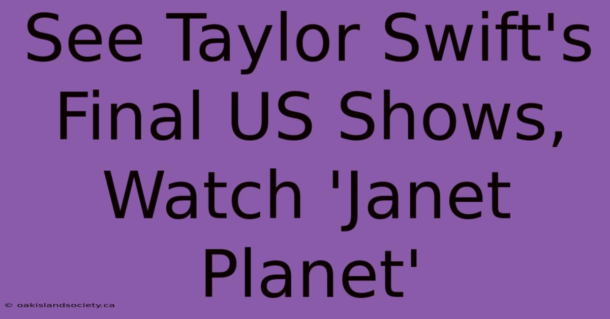 See Taylor Swift's Final US Shows, Watch 'Janet Planet' 