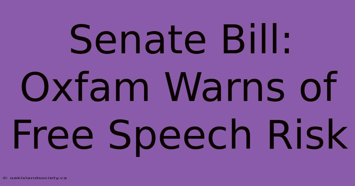 Senate Bill: Oxfam Warns Of Free Speech Risk