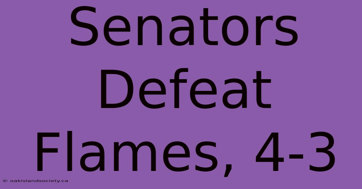 Senators Defeat Flames, 4-3