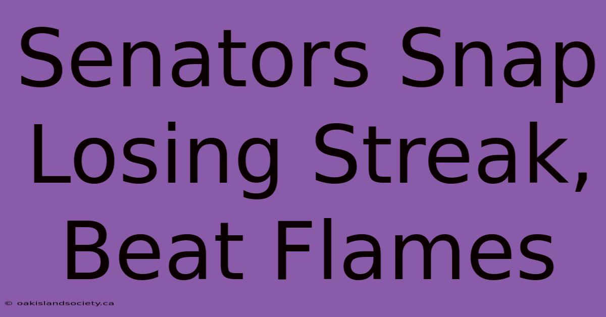 Senators Snap Losing Streak, Beat Flames