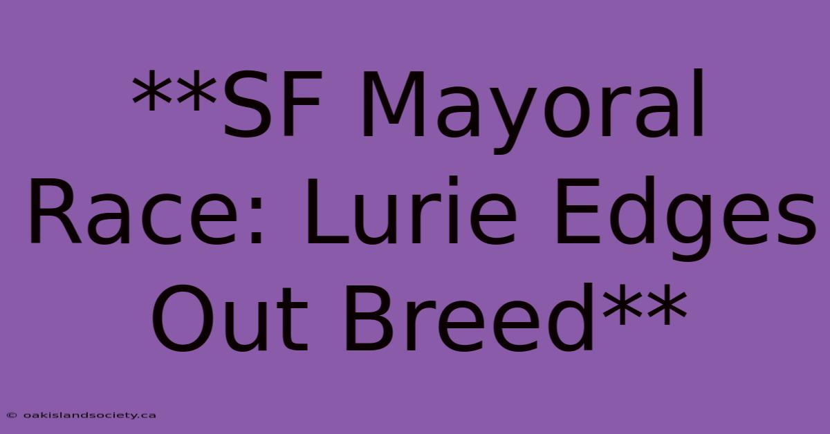 **SF Mayoral Race: Lurie Edges Out Breed** 