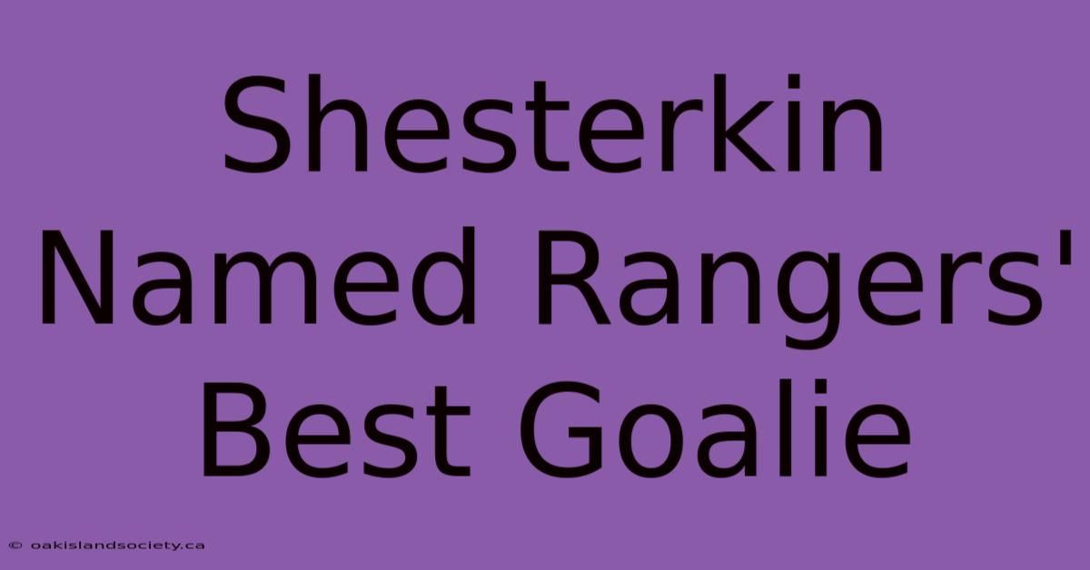 Shesterkin Named Rangers' Best Goalie