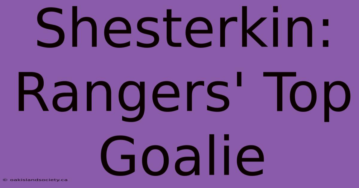 Shesterkin: Rangers' Top Goalie