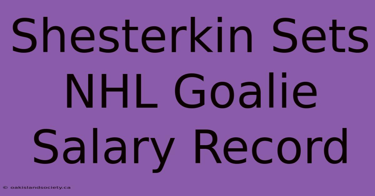 Shesterkin Sets NHL Goalie Salary Record