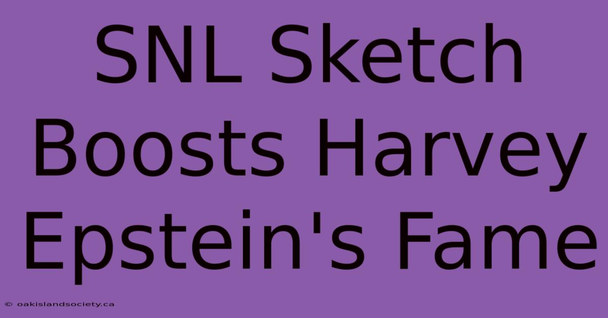 SNL Sketch Boosts Harvey Epstein's Fame