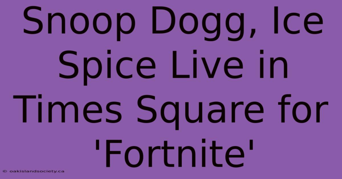 Snoop Dogg, Ice Spice Live In Times Square For 'Fortnite'