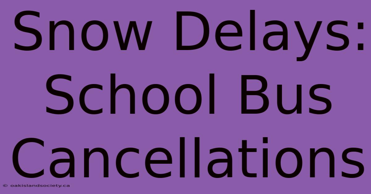 Snow Delays: School Bus Cancellations