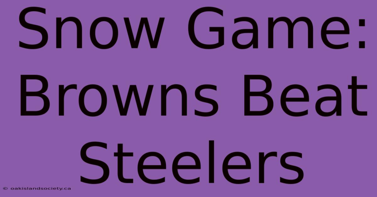 Snow Game: Browns Beat Steelers