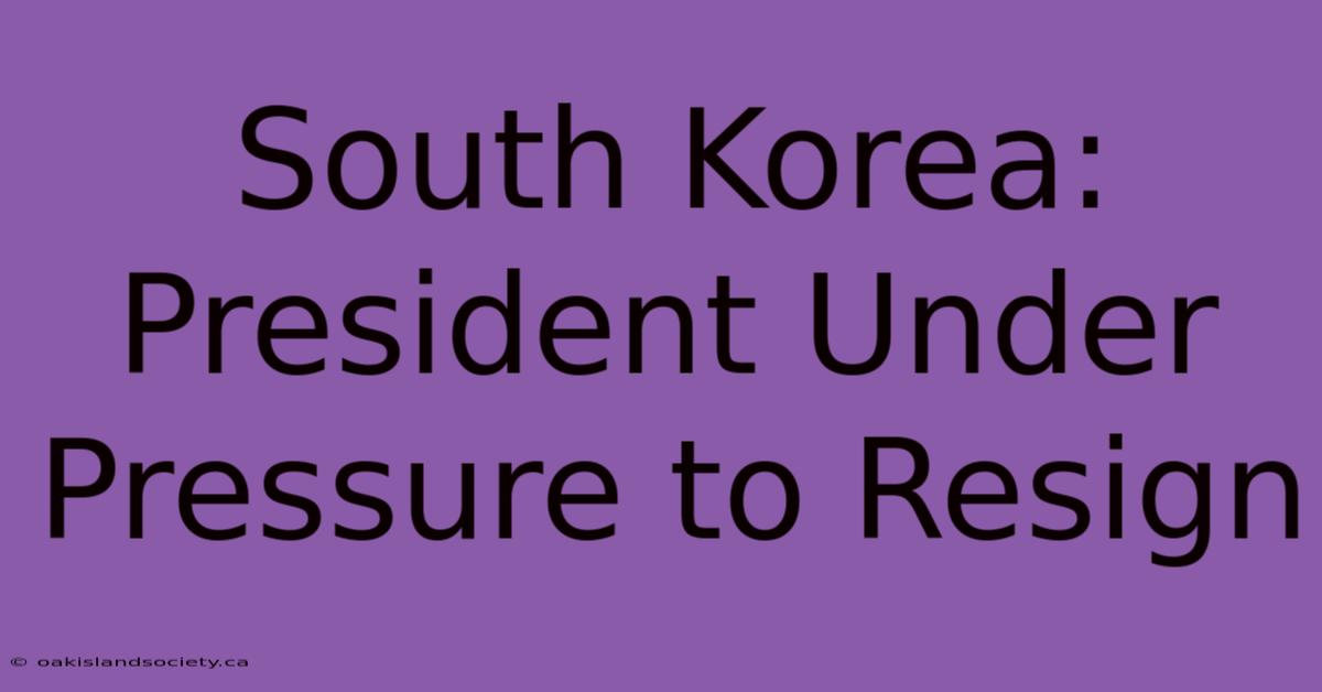 South Korea: President Under Pressure To Resign