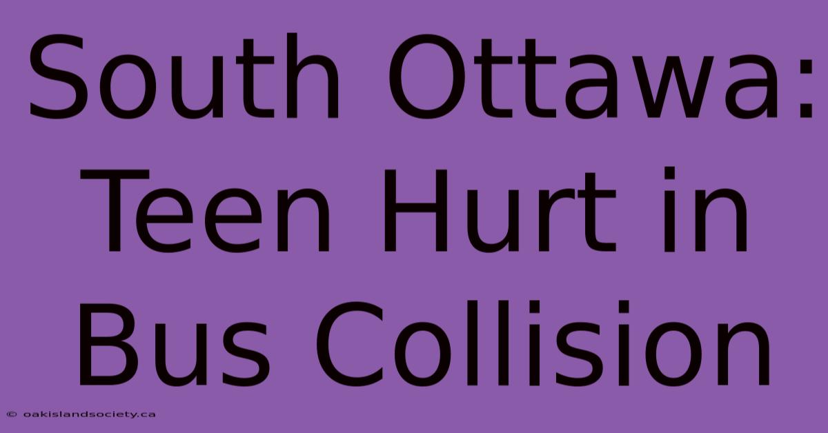 South Ottawa: Teen Hurt In Bus Collision