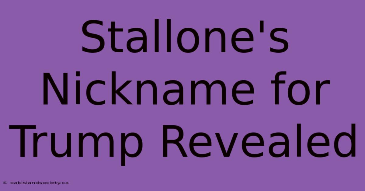 Stallone's Nickname For Trump Revealed