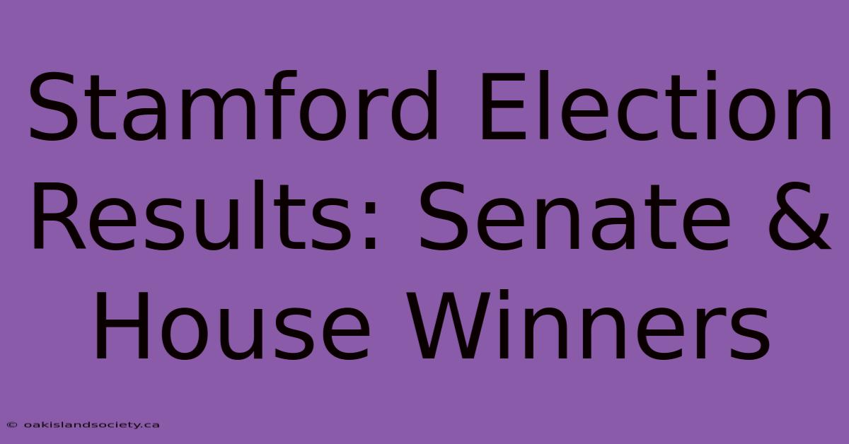 Stamford Election Results: Senate & House Winners