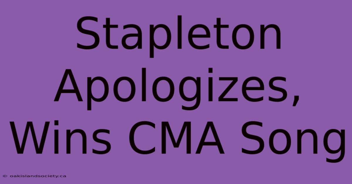 Stapleton Apologizes, Wins CMA Song