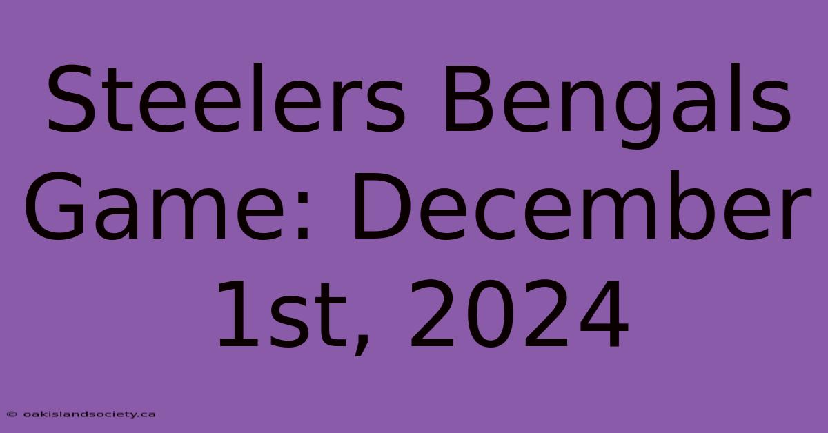 Steelers Bengals Game: December 1st, 2024