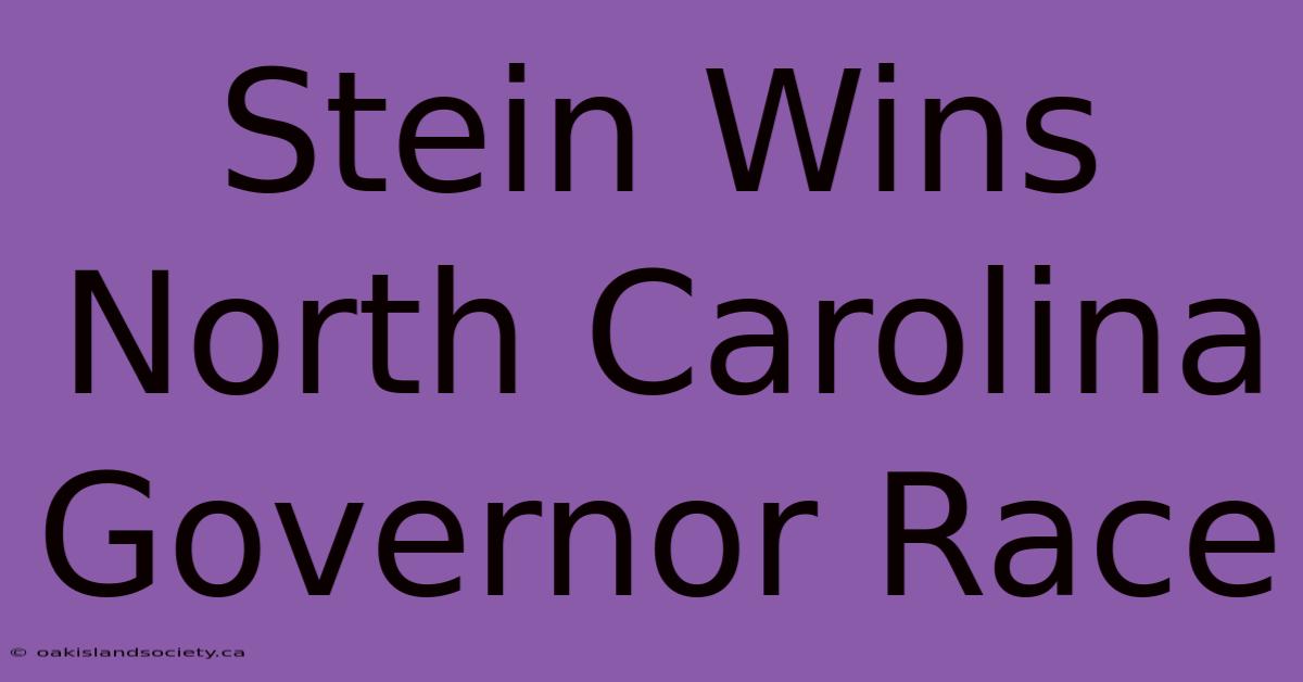 Stein Wins North Carolina Governor Race