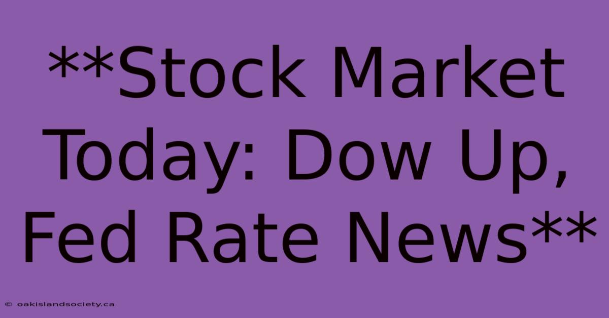 **Stock Market Today: Dow Up, Fed Rate News**