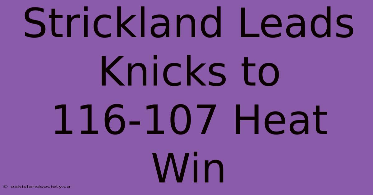 Strickland Leads Knicks To 116-107 Heat Win 