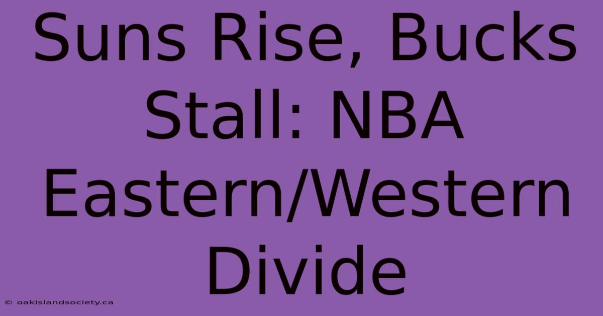 Suns Rise, Bucks Stall: NBA Eastern/Western Divide