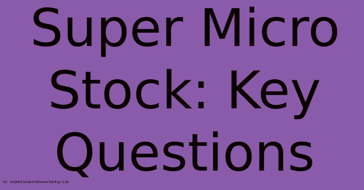 Super Micro Stock: Key Questions