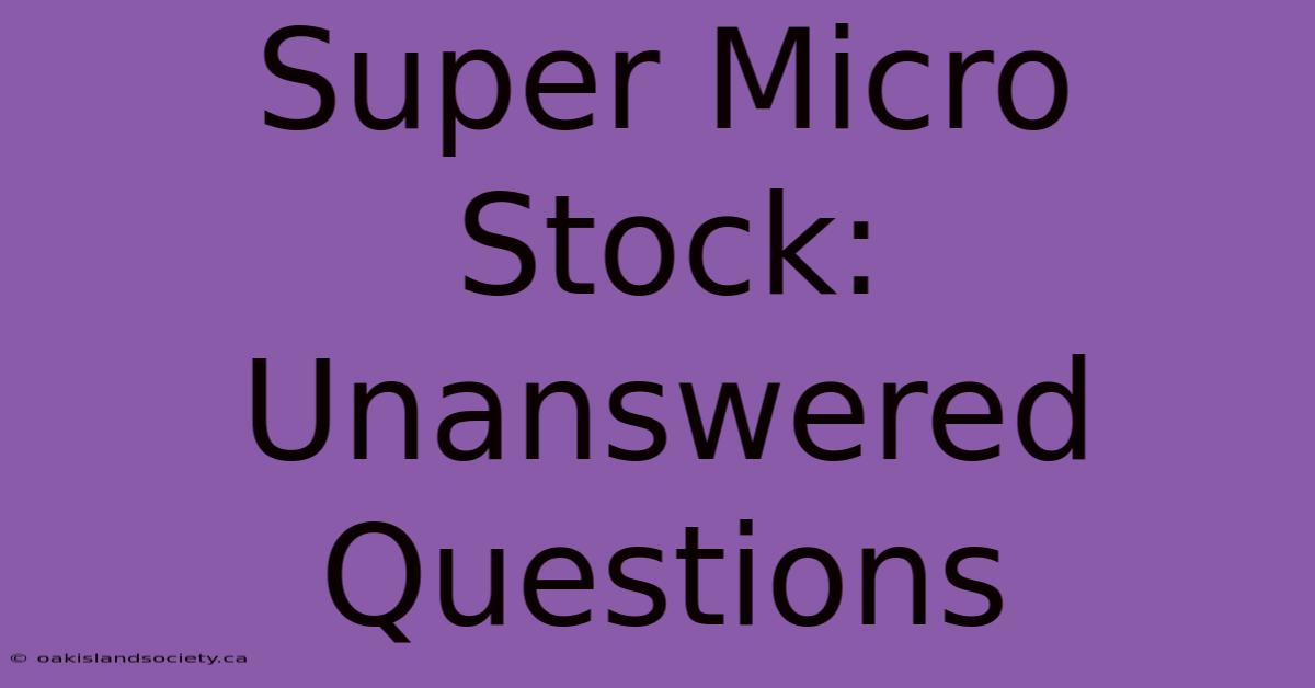 Super Micro Stock: Unanswered Questions