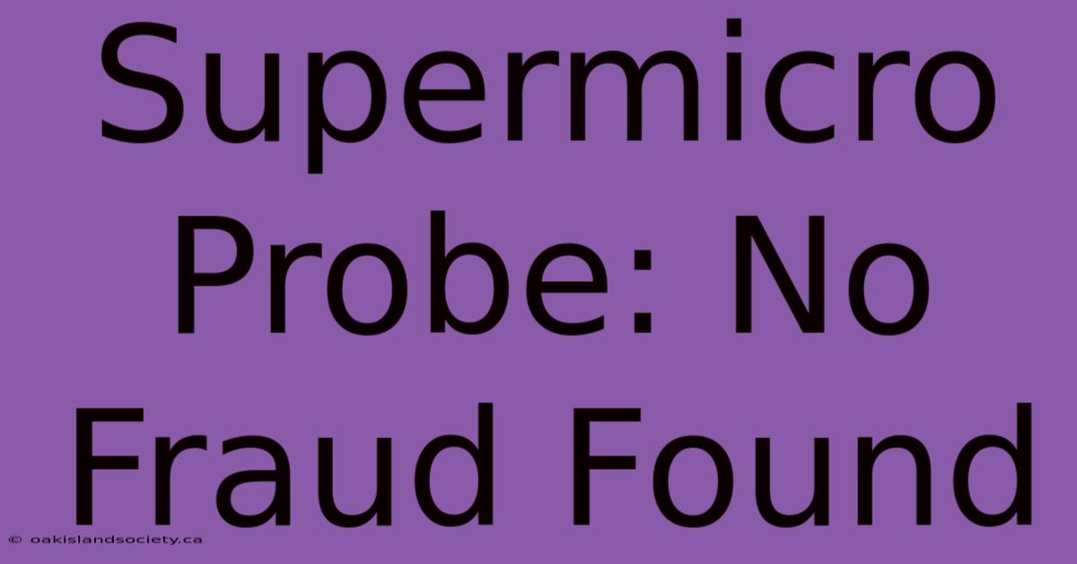 Supermicro Probe: No Fraud Found