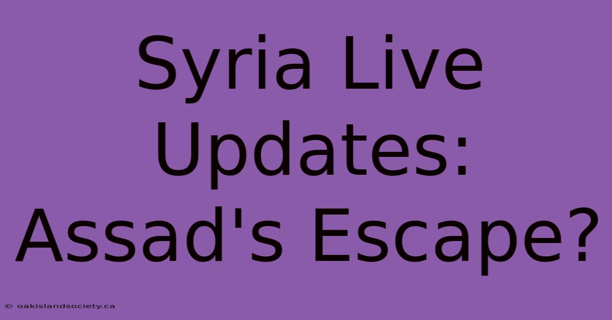 Syria Live Updates: Assad's Escape?