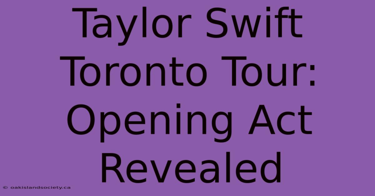 Taylor Swift Toronto Tour: Opening Act Revealed