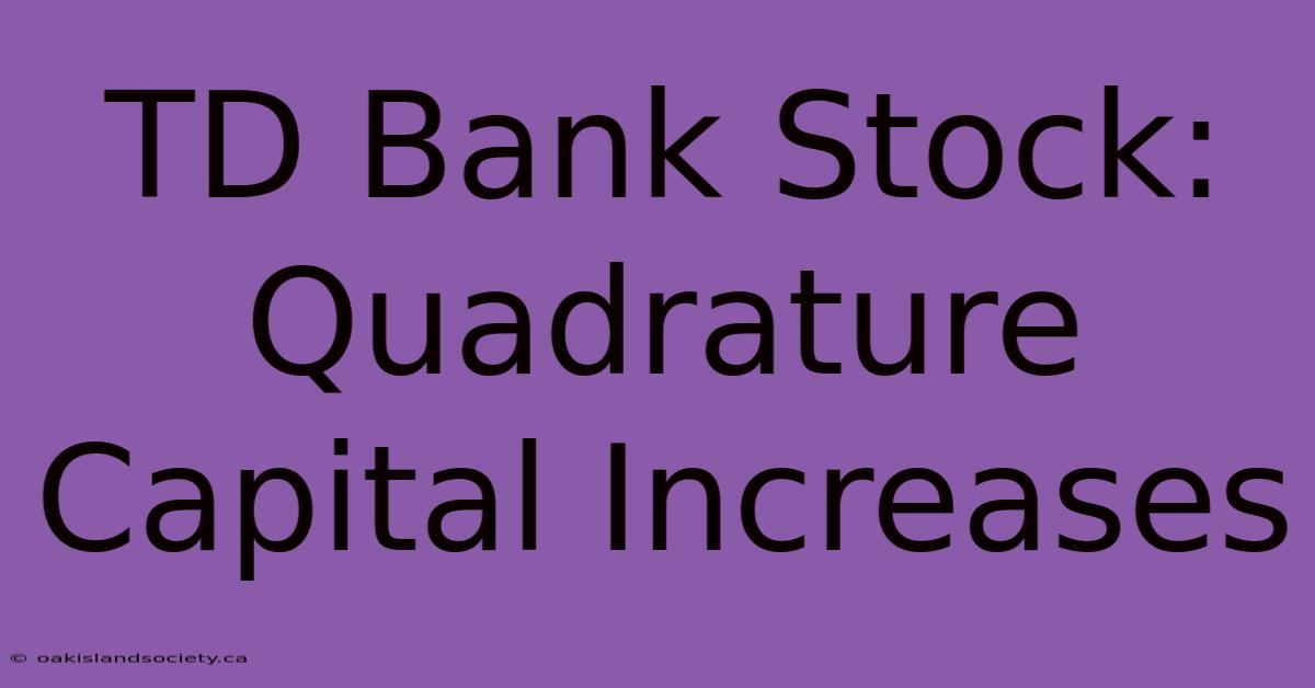 TD Bank Stock: Quadrature Capital Increases