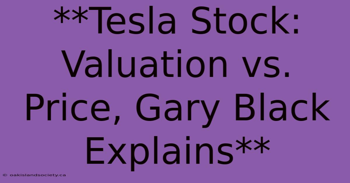 **Tesla Stock: Valuation Vs. Price, Gary Black Explains**