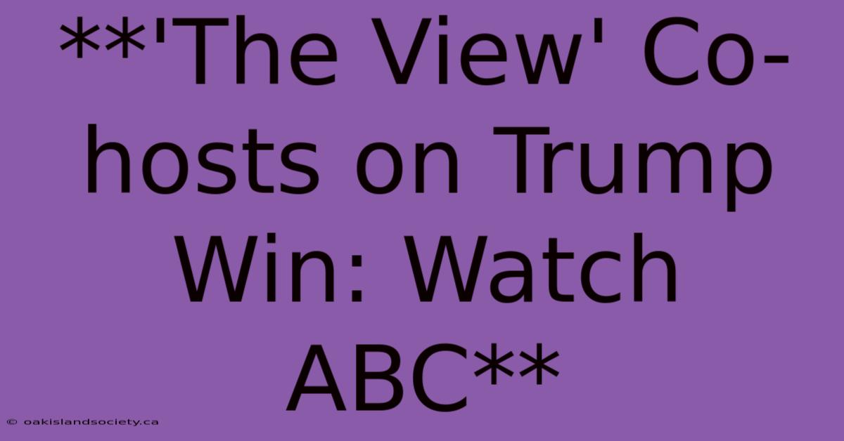 **'The View' Co-hosts On Trump Win: Watch ABC**