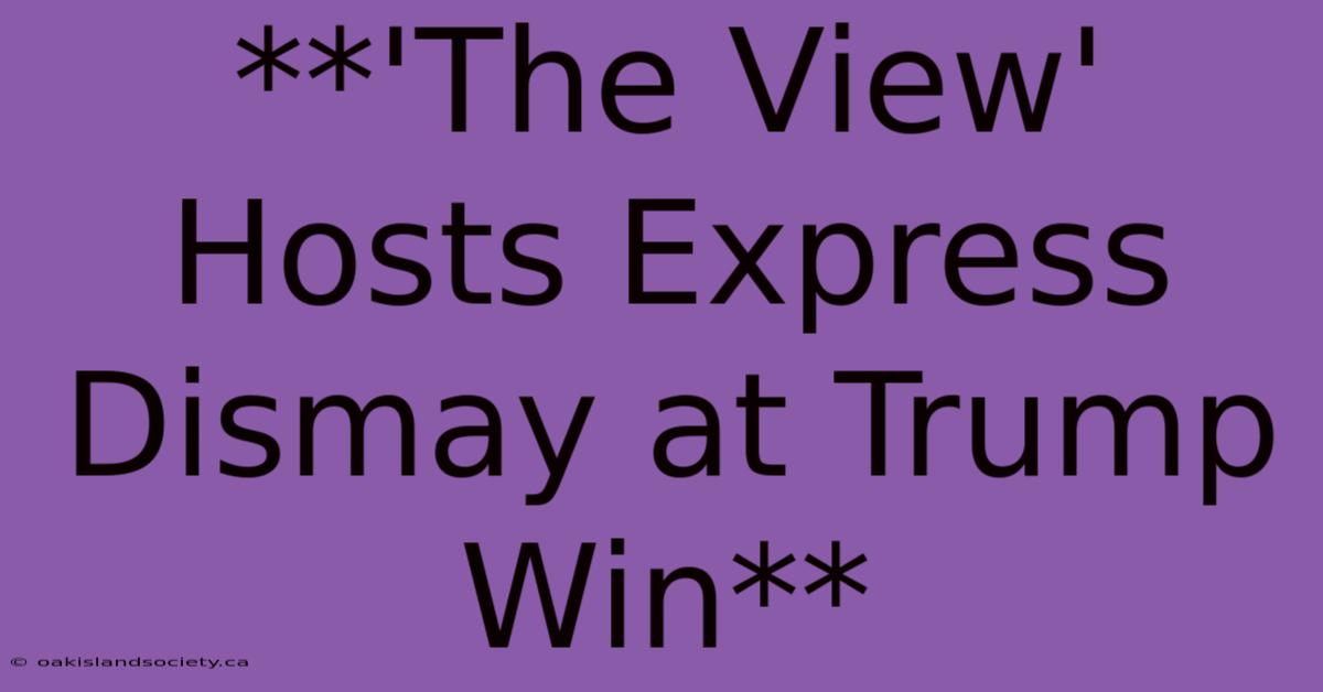 **'The View' Hosts Express Dismay At Trump Win** 