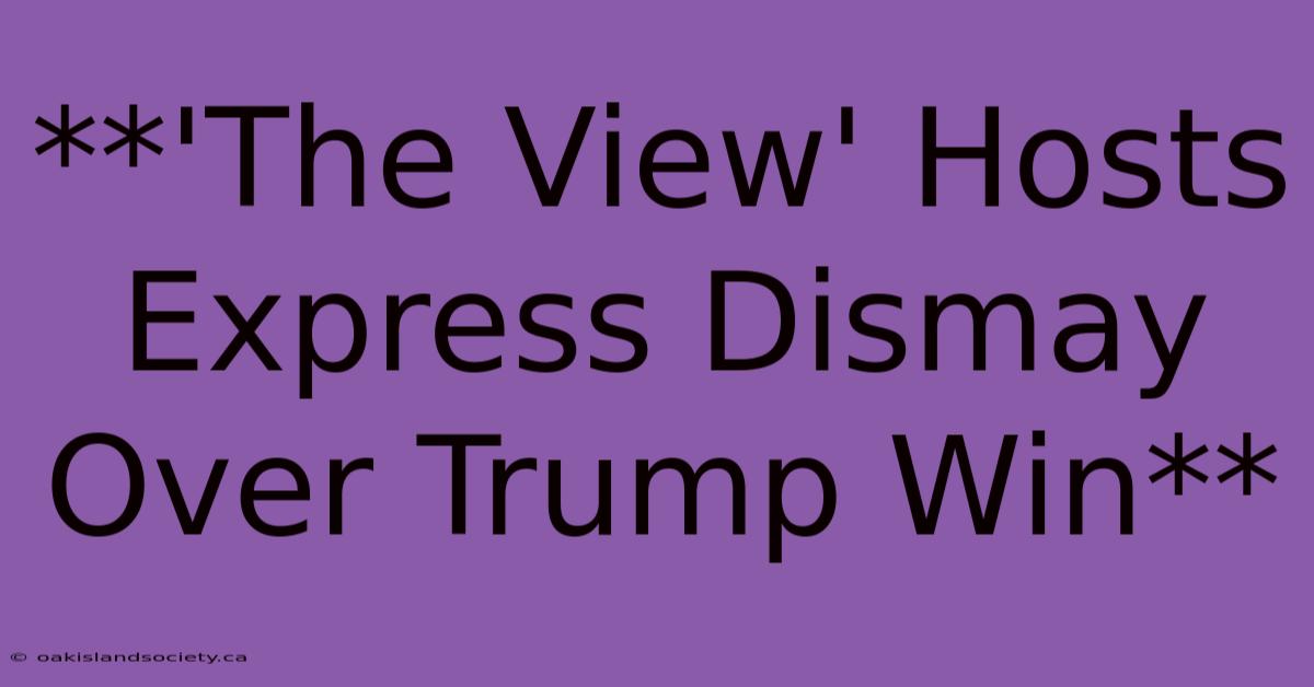 **'The View' Hosts Express Dismay Over Trump Win** 