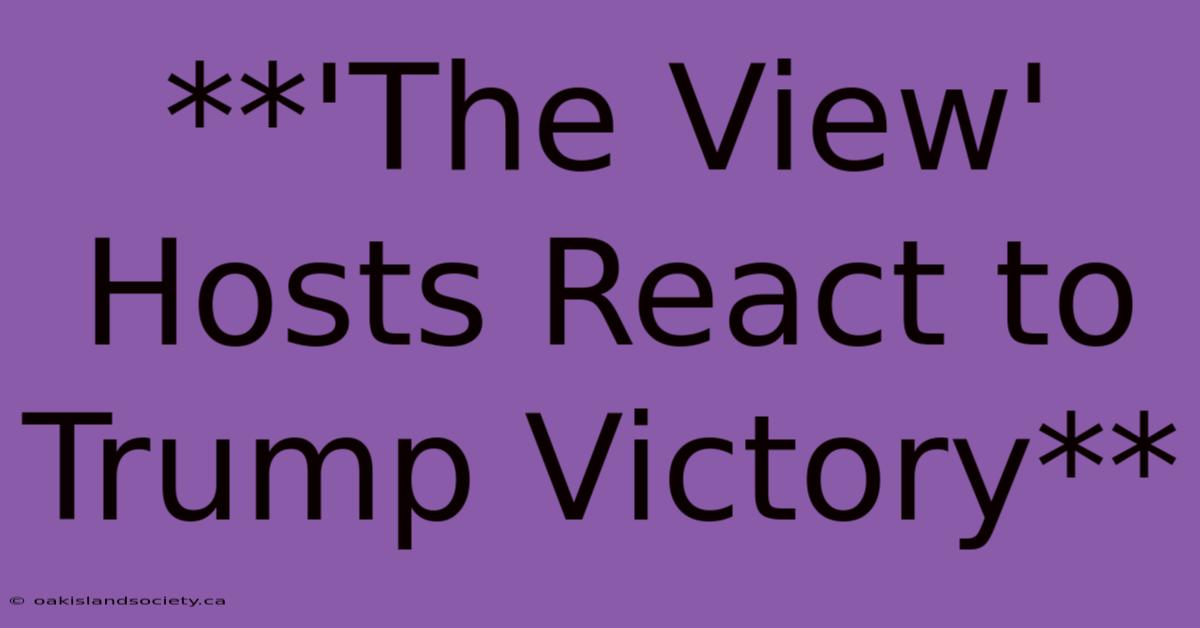 **'The View' Hosts React To Trump Victory** 